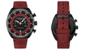 Stuhrling Men's Chrono Red Genuine Leather Strap Watch with Tachymeter 44mm
